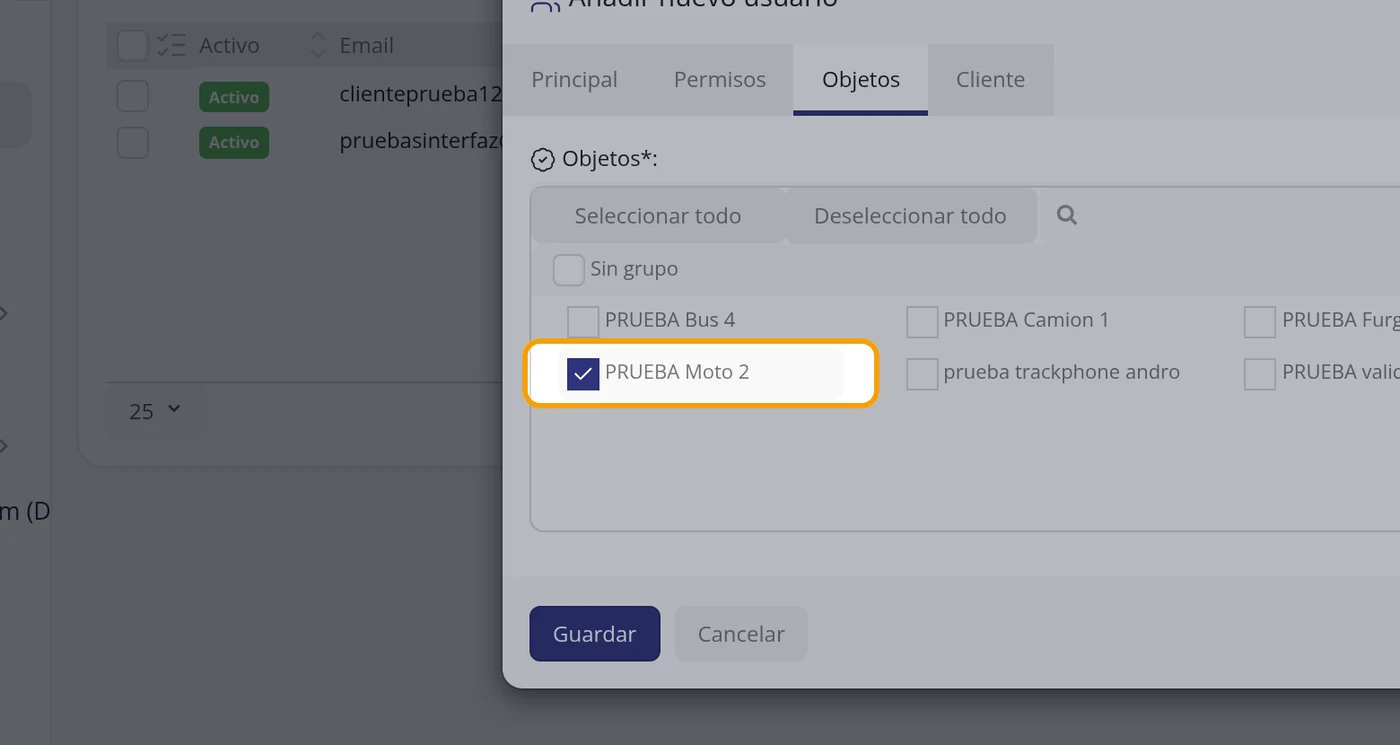 Marcar el vehículo que se le entrega