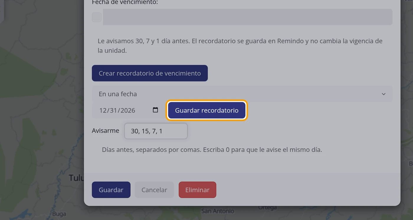 Pulse Guardar recordatorio